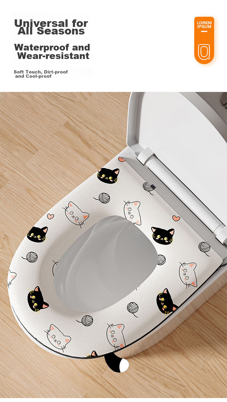 Baoshi Toilet Seat Cover, Waterproof, Universal, Washable Or Disposable, Household Use, Thickened Zipper Style, EVA Full Coverage, Strong Adhesion, Suitable for All Seasons in Bathroom 6