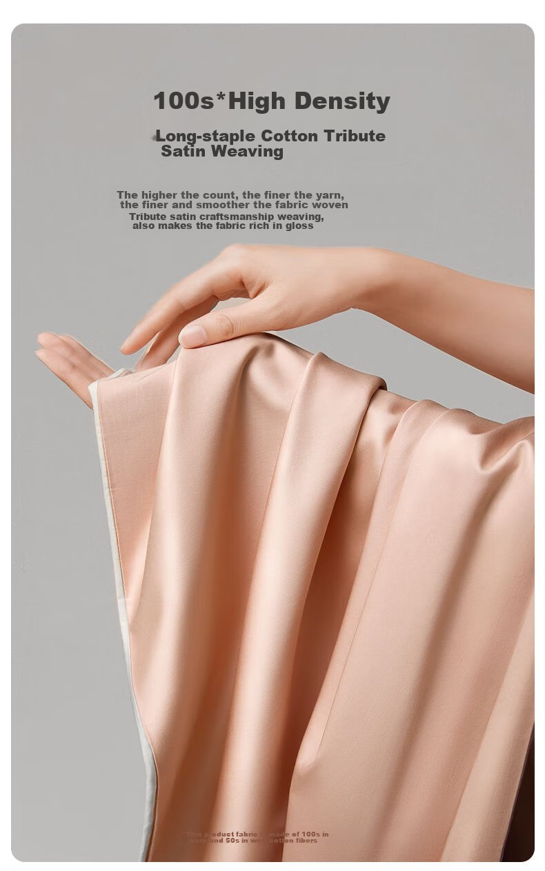 LOVO Luolai Light Luxury 100S Long-Staple Cotton Sateen Four-Piece Bedding Set, Double Bed Fitted Sheet Style, 200*230cm, Pink 5