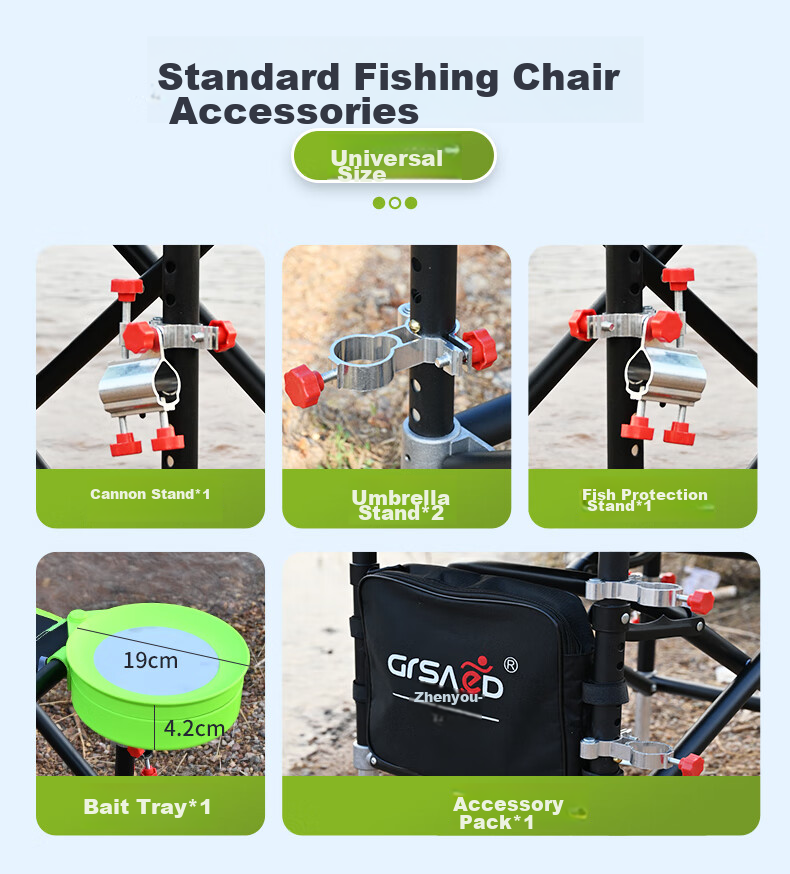 Grsaed Fishing Chair, All-Terrain Metal Knight Chair, Multifunctional Outdoor Folding Chair, Complete Set of Fishing Chairs, Flowing Firefly Aluminum And Magnesium Accessories 10