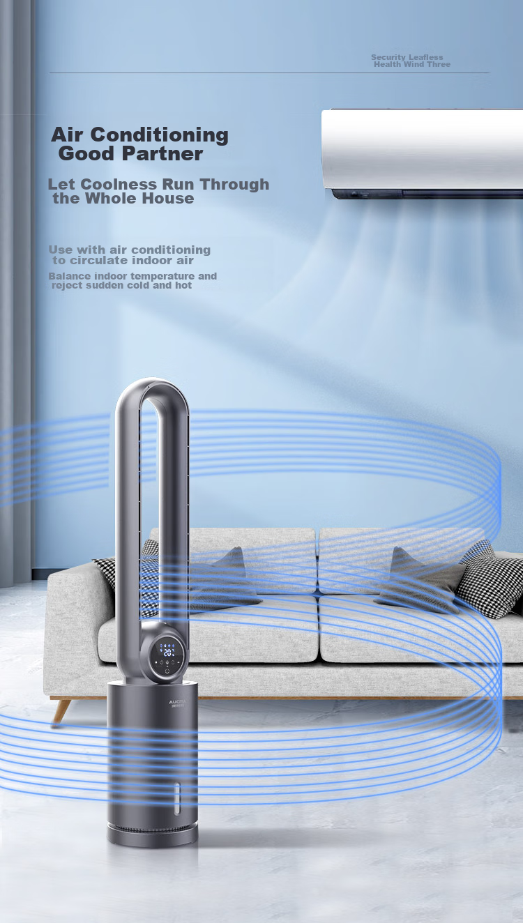 AUCMA Bladeless Fan with Negative Ion Purification, Home Floor Standing Quiet Bedroom Tower Fan, Child-Friendly Vertical Air Circulation Fan NS10Y 7