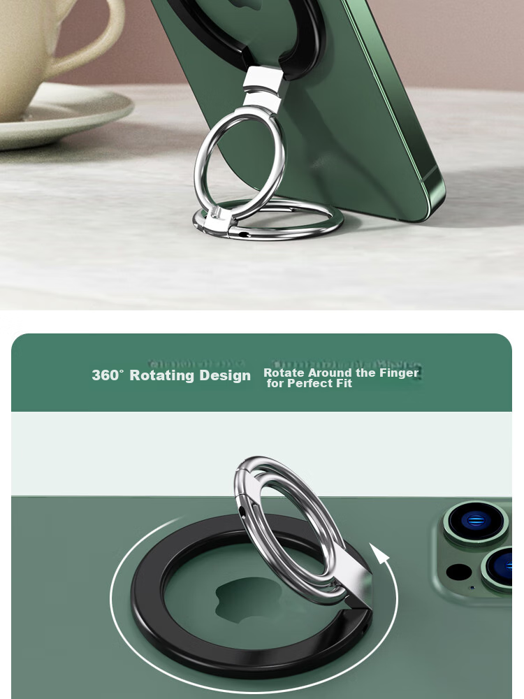 ESCASE Magnetic Ring Holder, Compatible with Apple IPhone 13 Pro Max And Android Phones, IPad Stand for Desktop, MagSafe Metal Alloy Ring, Free Rotation Open/closed Lucky White [With Magnetic Ring] 5