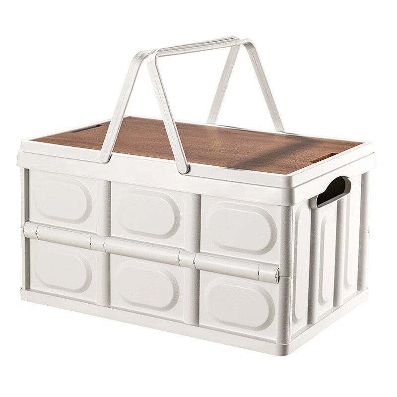 Huashi Car Storage Box Trunk Organizer Outdoor Camping Foldable Box Portable Thickened Wooden Lid Hand Carry