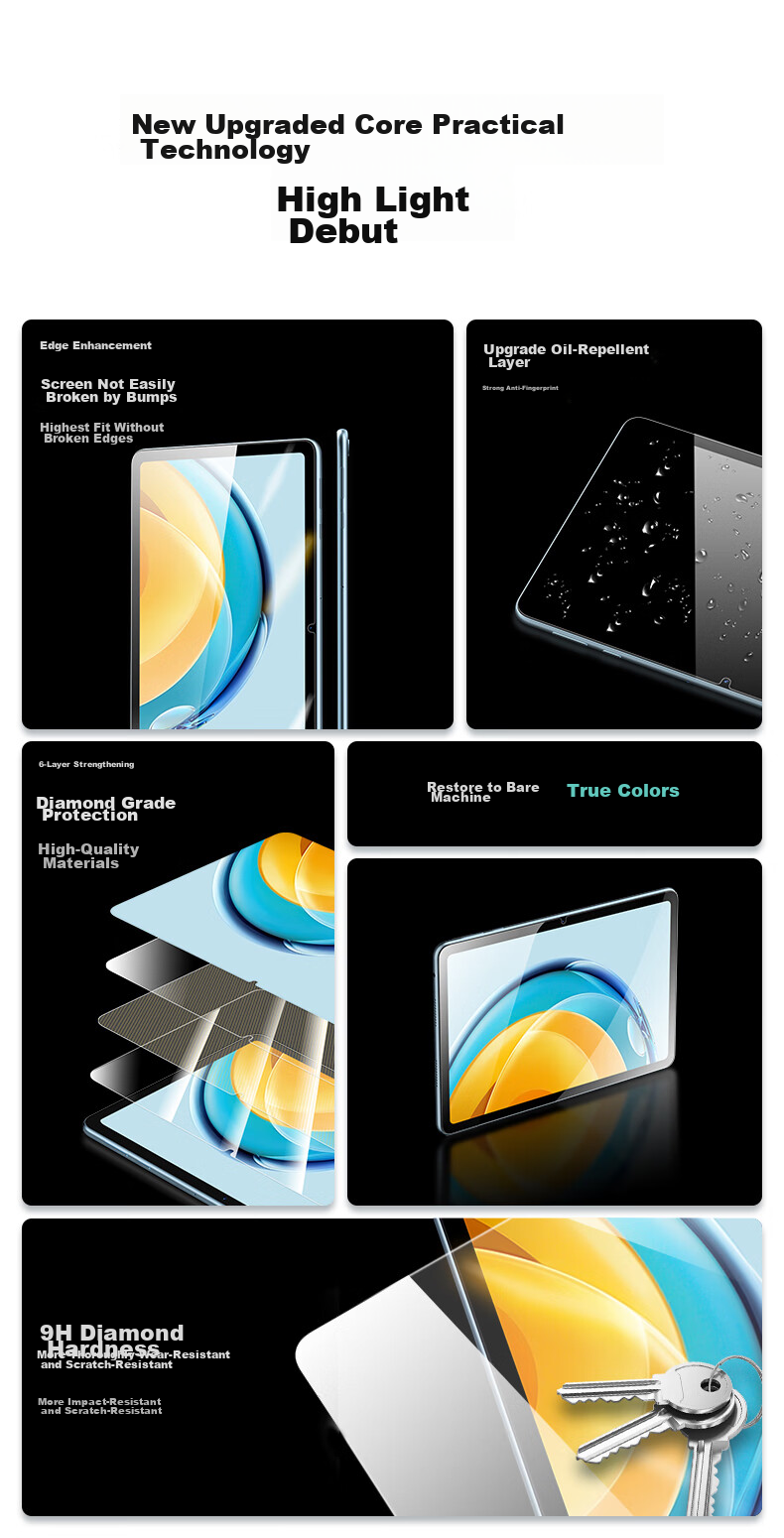CangHua Tempered Glass Screen Protector for Huawei MatePad SE 10.4-Inch 2023 Model, Full Coverage Protective Film for Tablet, Shatterproof, Anti-Fingerprint, HD Clear Protective Film 4