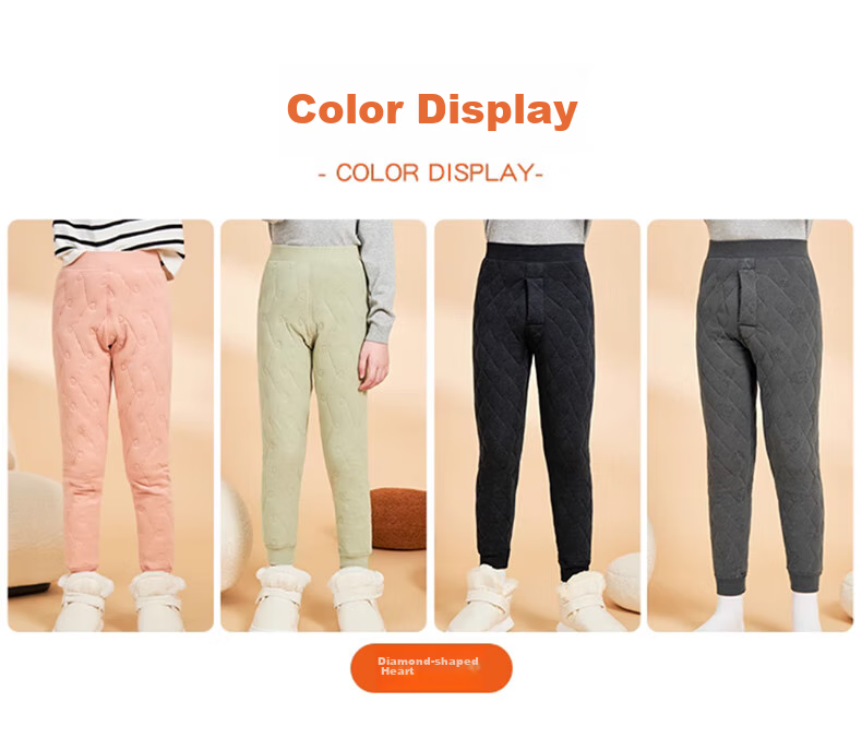 LangSha Children's Wool Thermal Pants, Boys' Autumn And Winter Fleece-Lined Thick Base Layer, School Uniform Essential, Youth Cotton Trousers 11