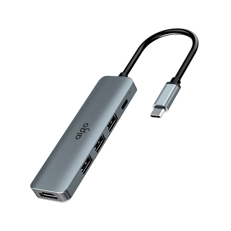 Aigo Type-C Expansion Dock, USB3.0 Hub, HDMI Adapter, 4K60Hz Ultra HD Laptop Docking Station Converter, PD100W Fast Charging, T05-H1Plus (Metal)