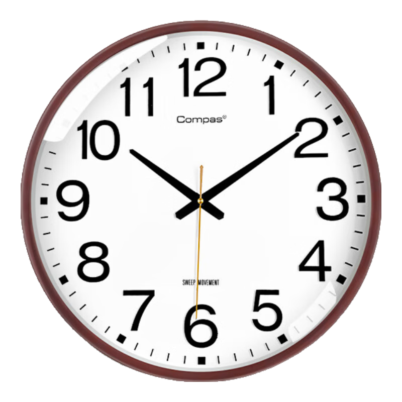 Compas Wall Clock, Living Room Quiet Quartz Clock, New Year Model, Timepiece, 3441A, Oak Color, 46cm