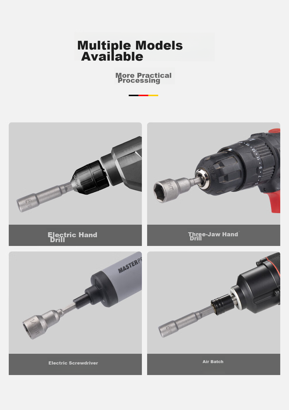 MASTERPROOF Electric Screwdriver Set with Hexagonal Sockets, Bits, Ultra-Hard Hexagonal British Standard Screwdriver, Wrench, And Machine Hexagonal Complete Set 4