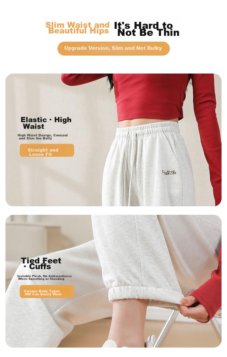 FitonTon Women's Sweatpants, Spring And Summer Style, Loose-Fitting Joggers, Cotton Trousers, Casual Pants for Outdoor Wear, Slimming Effect, Embroidered Sweatpants 9