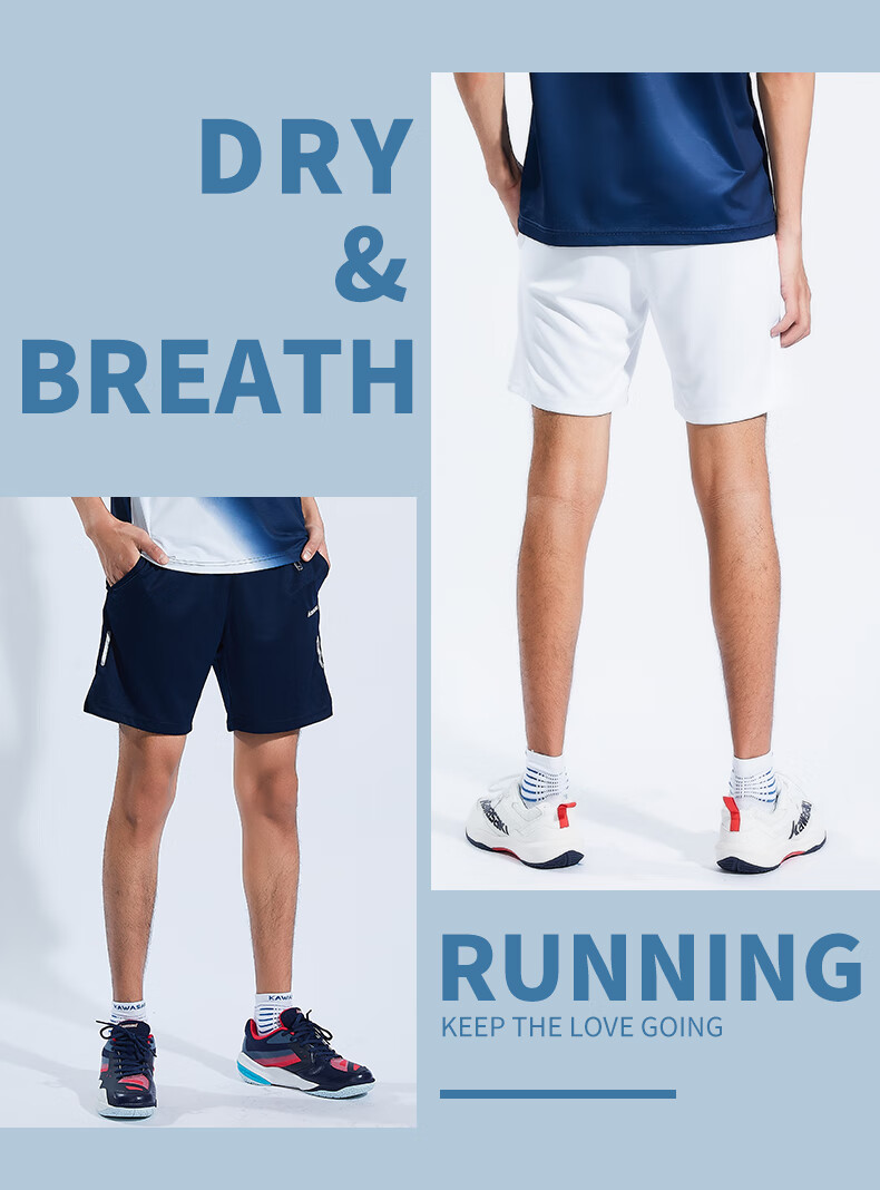 KAWASAKI Badminton Shorts Unisex Quick-Dry Lightweight Sports Pants Q3681 White 3XL 5