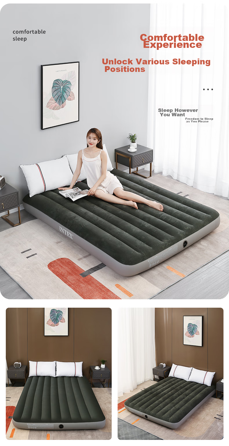 INTEX Double Inflatable Mattress, Outdoor Moisture-Proof Mat, Home Nap Folding Bed, Car Bed, 64108N 14