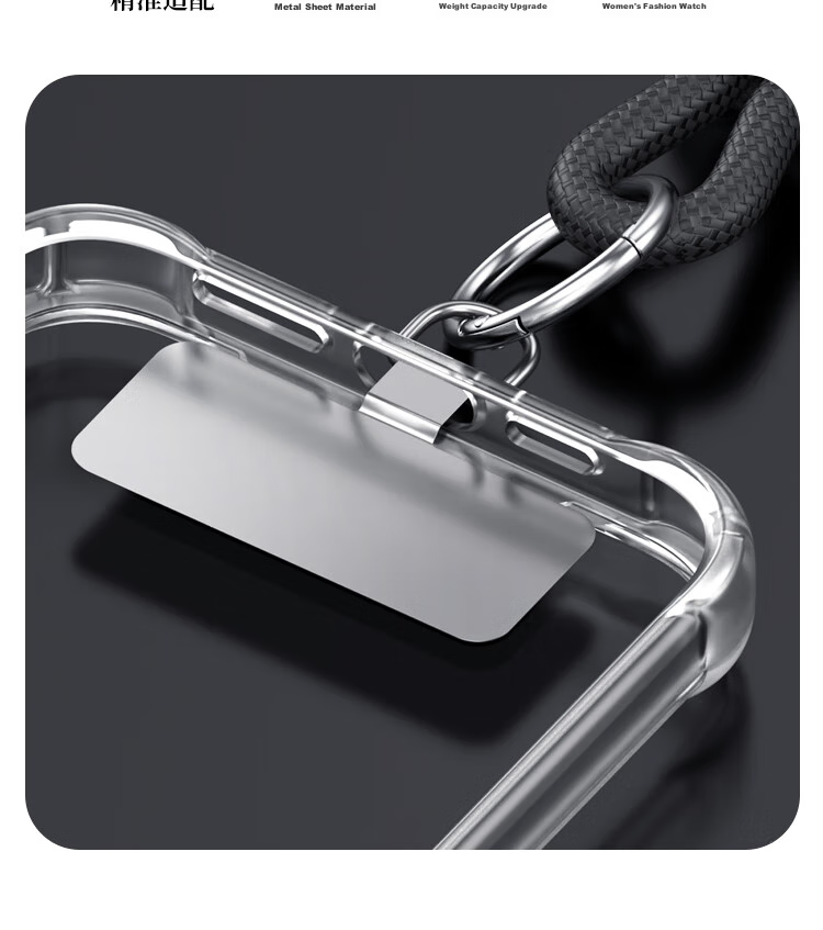 ESCASE Ultra-Thin Metal Clip Phone Case, Universal Clip-On Stand for Huawei, Apple, Android Phones, Lanyard Holder, Multi-Dopamine Compatible, No Case Interference, MO3Pro Black 3