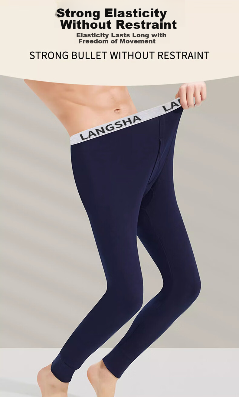 LangSha 2-Pack Men's Thermal Underwear, 100% Pure Cotton, Antibacterial And Anti-Mite, Warm Long Johns, Autumn And Winter Cotton Pants, Men's Thermal Underwear 11