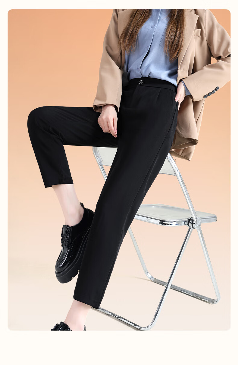 FitonTon Women's Dress Pants, Autumn And Winter Fleece-Lined Trousers, High-Waisted Loose Straight-Leg Cigarette Pants, Thickened Warm Draping Casual Pants for Wome 15
