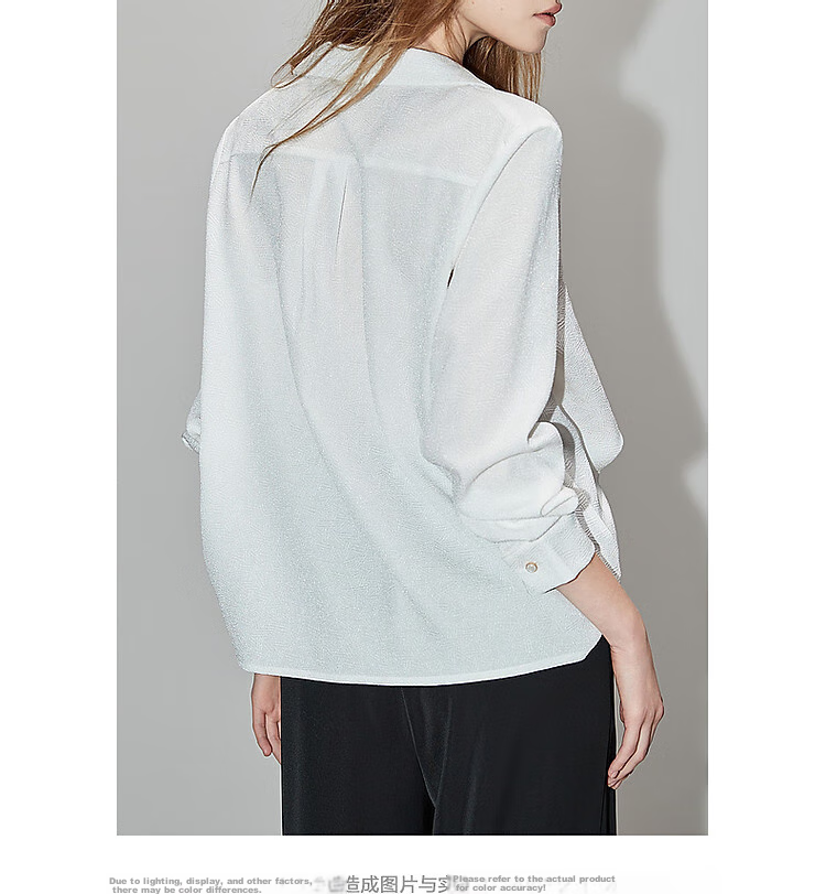 Dme [Low-Key, High-Quality Comfort] Spring And Autumn Suit Collar Long-Sleeve Shirt, Textured Jacquard Blouse, Women's Top 15