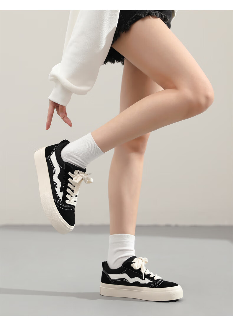 ZHR Canvas Shoes for Women, Classic Versatile Student Sneakers, Comfortable Breathable Thick-Soled Casual Women's Shoes, CS11, Black, Size 36 9