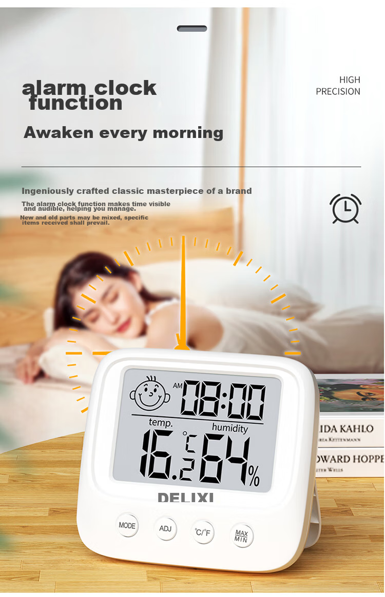 DELIXI ELECTRIC Home Indoor Thermometer with Smiley Face Backlight, Baby Room Electronic Digital Temperature And Humidity Meter, Temperature Gauge DM-1002 9