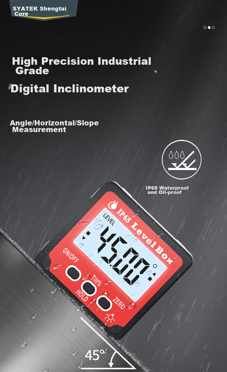 SYNTEK Mini Angle Measuring Instrument, Compact Digital Inclinometer, Electronic Slope Meter with Magnet, High-Precision Leveling Gauge 1