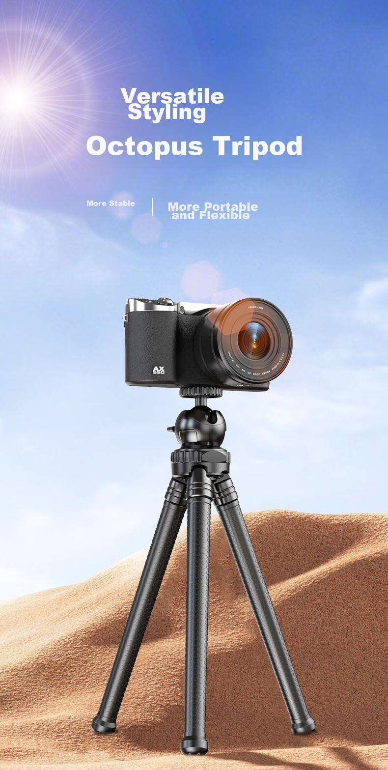 JIAHUACAI Multifunctional Versatile Octopus Tripod for Smartphones, Mirrorless Cameras, And DSLR Cameras, Suitable for Outdoor Selfies, Vlogging, Video Recording, Desktop Live Streaming, Mini Foldable Versatile Desig 1
