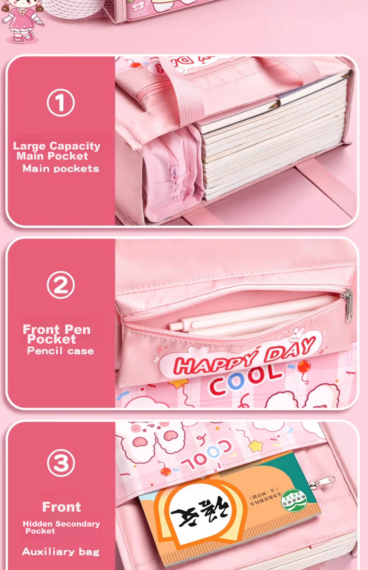 Shuxing Tutoring Bag, Handbag, Book Bag, Stylish Backpack for Boys And Girls, Elementary School Student Bookbag, File Bag, Canvas Art Bag, Tutoring Class Homework Document Bag, Storage Bag for Childre 6