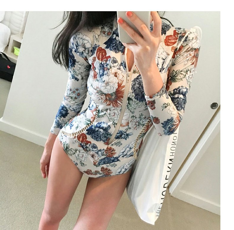 DK Conservative One-Piece Swimsuit for Women, Sexy Bikini, Tummy Control, Slimming, Vacation Hot Spring Swimwear, Black Floral Pattern, Size M 6