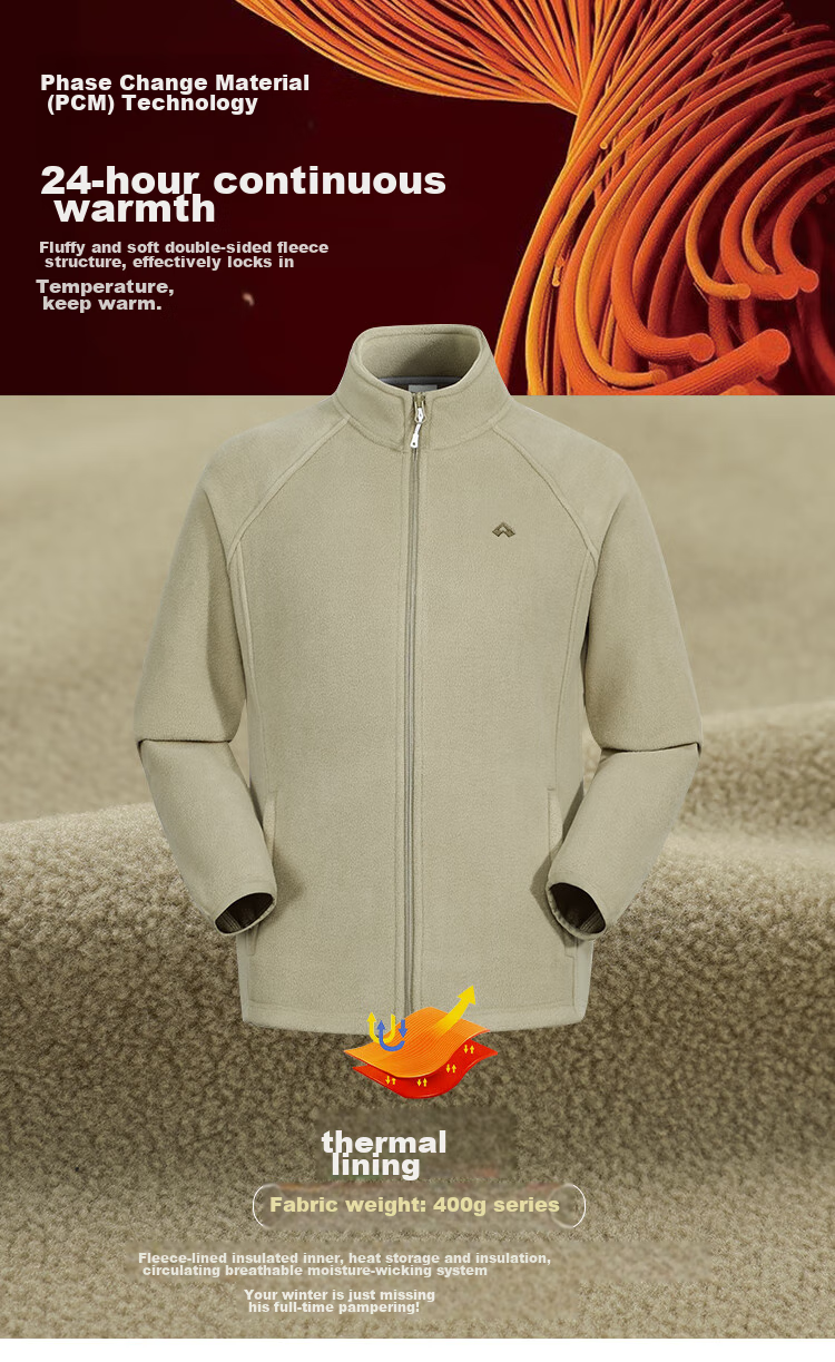 Pioneer Camp Fleece Jacket for Men, Autumn And Winter Sherpa Fleece Coat, Thickened Stand Collar Outdoor Sports Hiking Warm Outerwear 7