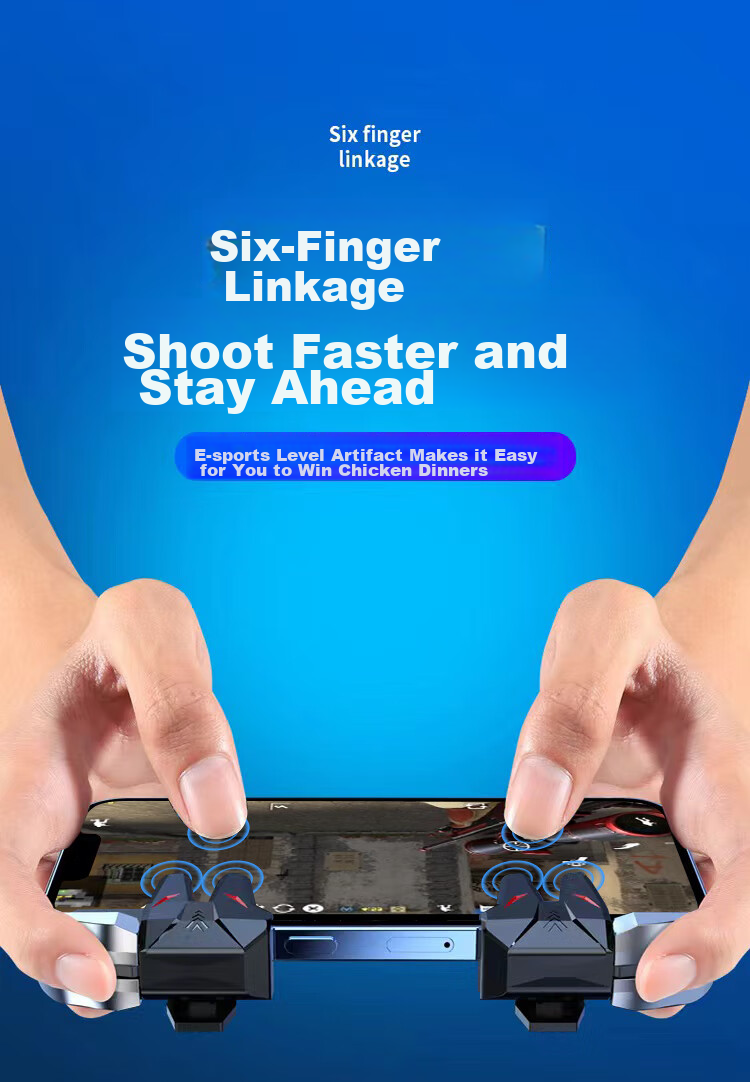 KOVOL PUBG Gadget Six-Finger Mobile Game Physical Mechanical Button Assistant Non-Automatic Gun Pressing Game Peripheral Continuous Firing Shoulder Button for Apple Android And Peace Elite Delta 5