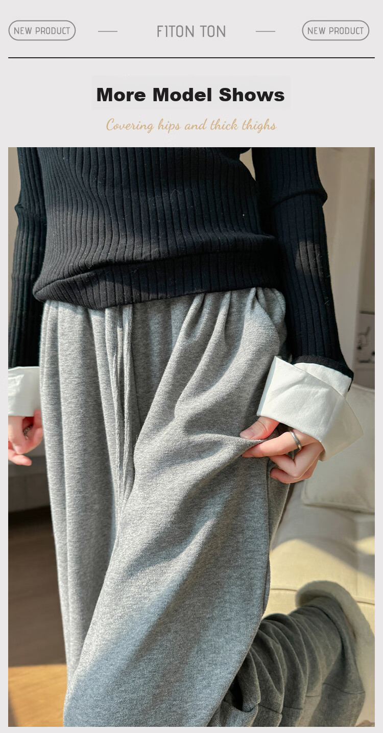 FitonTon Women's Casual Pants, Spring And Summer Style, Loose Straight-Leg Glutinous Rice Pants, High-Waisted Lazy Floor-Length Trousers, Trendy Slimming Wide-Leg Pants, Size S 11