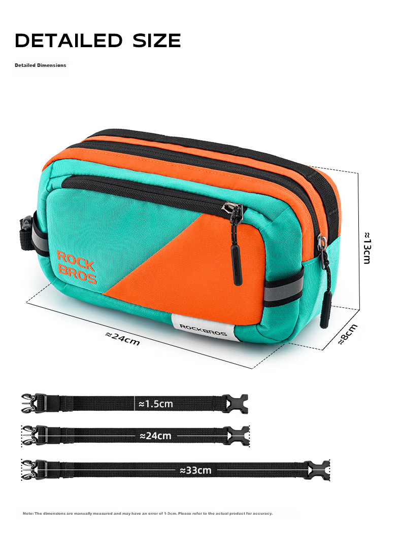 ROCKBROS Bicycle Front Bag for Mountain And Road Bikes, Handlebar Storage Pouch with Reflective Strips, Commuter Cycling Gear, Blue And Orange Color 14