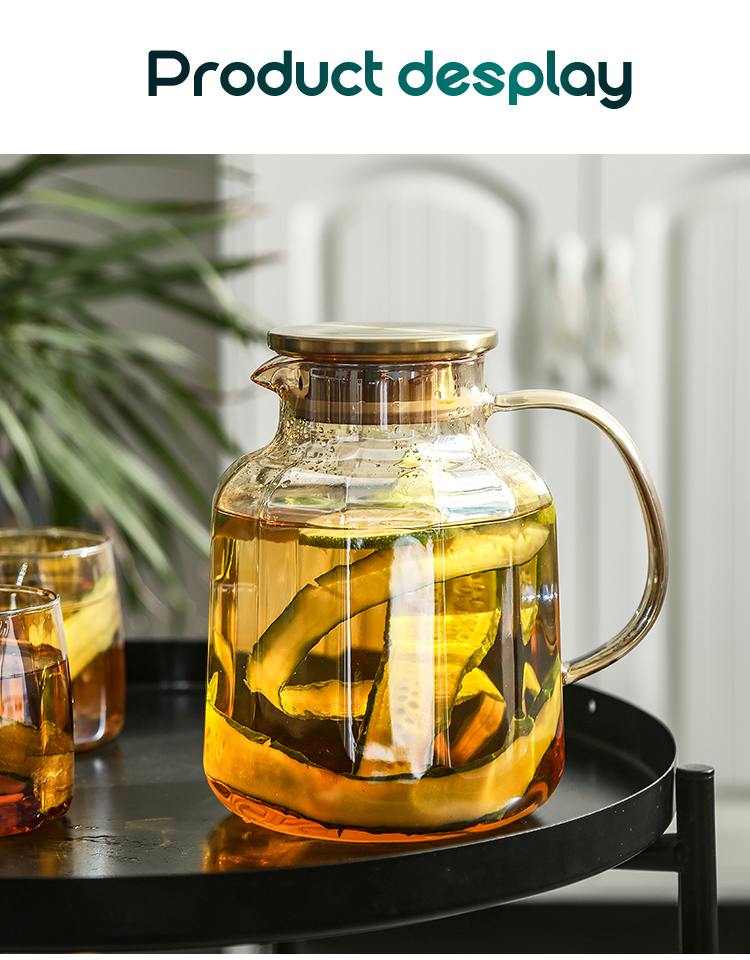 WEIMINGNUO Glass Cup Set with Heat-Resistant Cold Water Pitcher, Drying Pitcher, Health Tea Pot And Teacups, One Pot Four Cups 1.8L 11