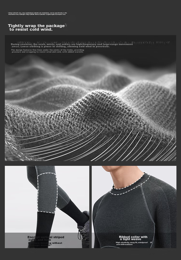 Beneunder Men's Outdoor Sports Quick-Dry Sweat-Wicking Thermal Underwear Set SK001 Dusk Black L 16