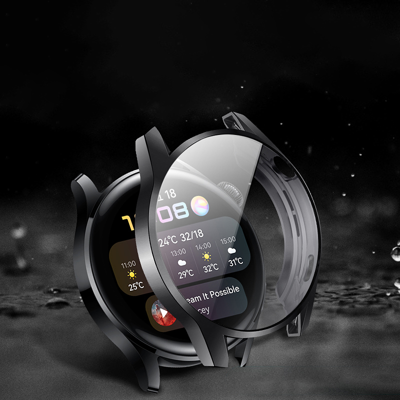 KMaxAI Protective Case with Tempered Glass for Huawei Watch 3, Full Dial Protection Cover, Shockproof Hard Shell, Smartwatch Accessory for Huawei Men's And Women's Watches, Black 9