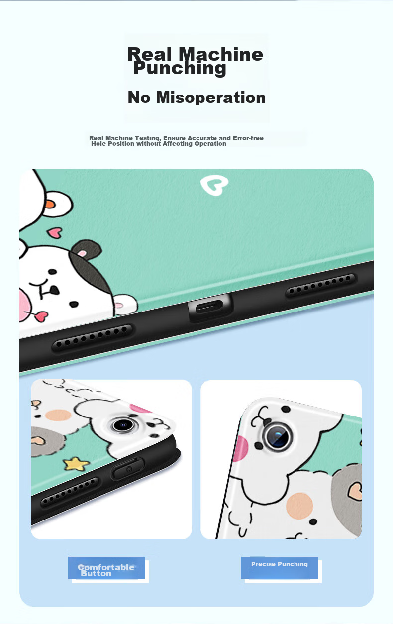 Qiaojiejie Apple 2018/17 IPad/Air2/1 Tablet Protective Case, 9.7-Inch Shockproof Full Coverage Cartoon Cute Student Online Class Stand, Smart Sleep/Wake Anti-Drop 7