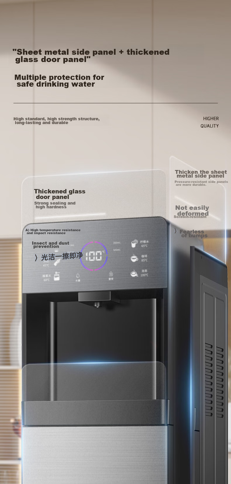AUX Instant Hot Water Dispenser, Bottom-Loading Household Thermos Cup, Milk-Making Stand-Up Warm-Type Rapid Heating Bottom-Placed Water Bucket Dispenser, Instant Hot Drinking Gray Warm-Type YJX-01 10