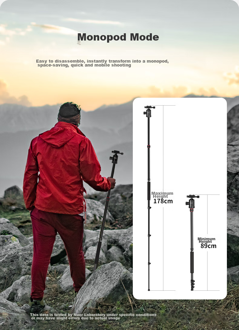 NEEWER Aluminum Alloy Tripod Portable 2-Section Center Column with Phone Clamp for Mirrorless And DSLR Cameras, Travel Tripod Inverted Panoramic Ball Head Ultra-Light Tripod TP77 7