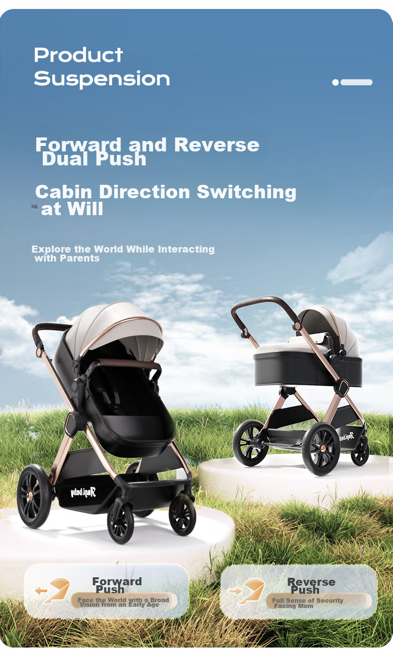 ANGI BABY Stroller with High View, Reversible Seats, Reclining Positions, Shock Absorption, Foldable, Suitable for Newborns to 3 Years Old 10