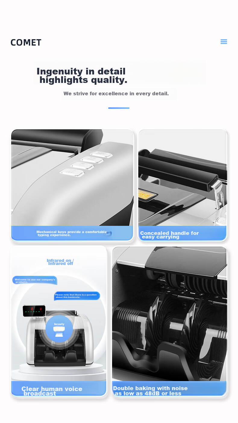 Kemi (Comet) Currency Counter Supports New RMB, Compact Portable Banknote Counter for Commercial Use, Office Cash Machine with Voice And Three-Screen B-Class G500 10