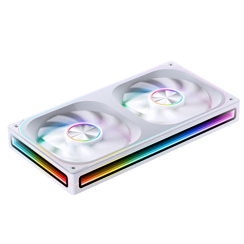 JONSBO ZA-240W ARGB Version White, 12CM*2 Case Fans (Four-Sided Integrated Layered Mirror Effect/2 Integrated/Aluminum Logo/PWM Male And Female Connectors)
