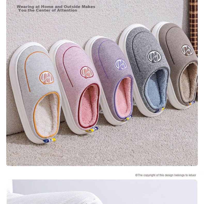 Huili Cotton Slippers, Thick Autumn And Winter Indoor/outdoor Couple Non-Slip Fleece-Lined Warm Cotton Shoes, HL0676, Brown, Size 42-43 15
