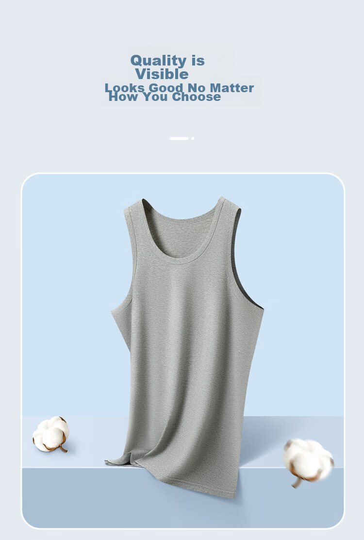 Hodo Men's Solid Color Soft Cotton Sleeveless Undershirt, Round Neck Breathable Sports Tank Top 14