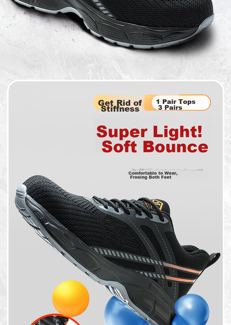 Dinggu Safety Shoes for Men, Lightweight Steel Toe Cap, Anti-Smashing, Puncture-Resistant, Wear-Resistant, All-Season Safety Work Site Shoes 922B41 2