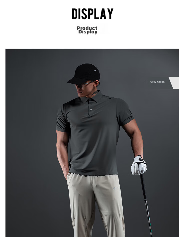 Monster Guardians Men's Summer Versatile Short-Sleeve Polo Shirt, Fitness Training Slim-Fit T-Shirt, Carbon Gray, 2XL 23