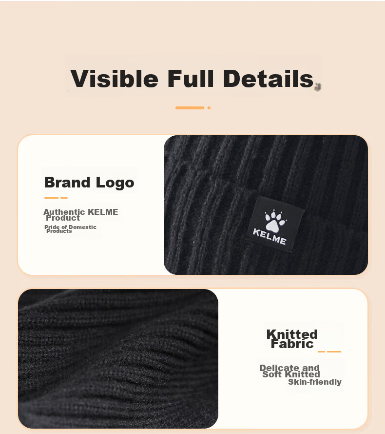 KELME Men's Hat, Autumn And Winter Wool Cap, Warm Sports Running Cold Hat, Skiing Hiking Mountaineering Cycling Windproof Knitted Hat 13