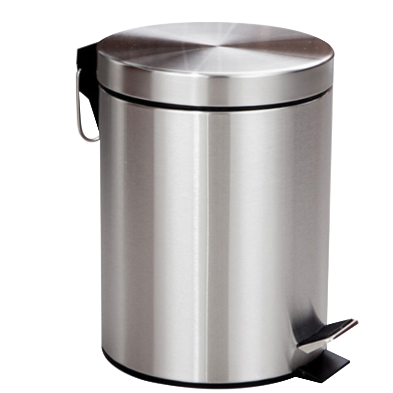Haisidike 12L Stainless Steel Pedal Trash Can Round Bin, Kitchen Bathroom Office Large Capacity with Lid Double-Layer Stainless Steel Color HK-847