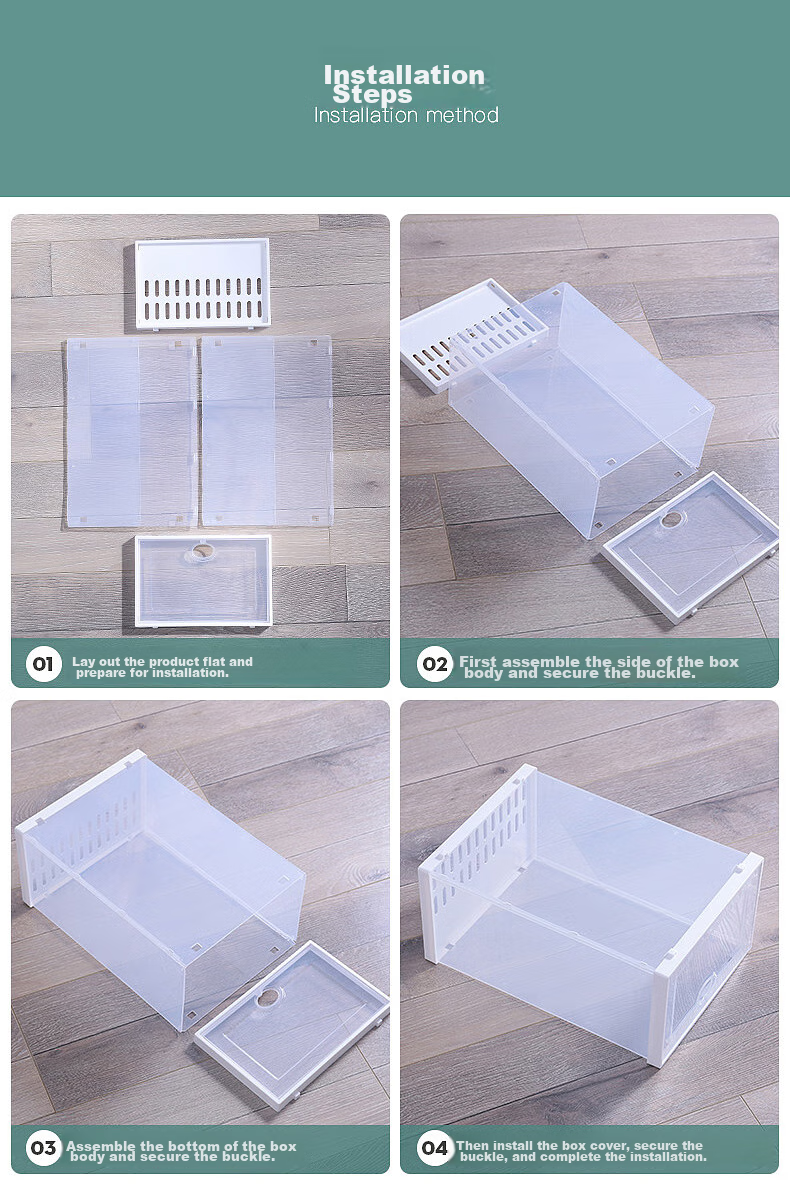 Baicaoyuan Thickened Shoe Box, Transparent Drawer-Style Shoe Storage Box, Shoe Cabinet Storage Box, Simple Shoe Rack, White, 16 Pieces 21