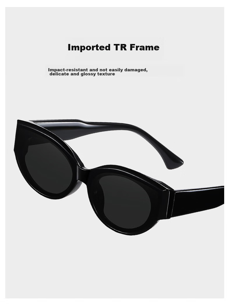 Cuntiandaofu Cat Eye Sunglasses, Sunglasses, Polarized UV Protection Sunglasses GM Sunglasses for Women, Korean Style, Black Frame with Black Lenses 11