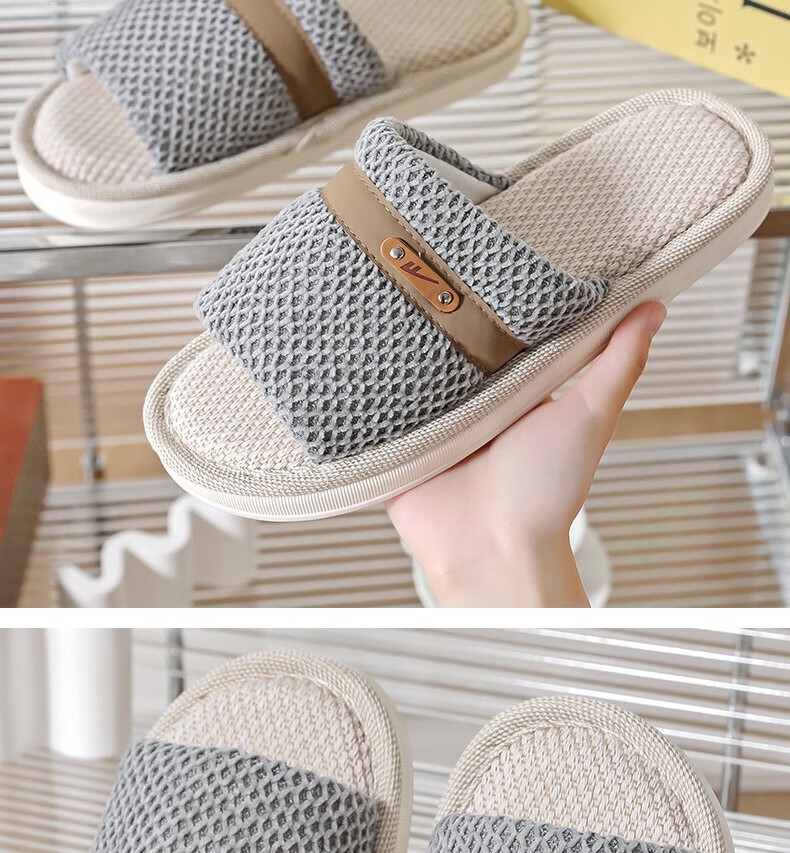 Huili Linen Slippers for Men And Women, Sweat-Absorbing And Breathable Home Shoes, Indoor All-Season Floor Slippers HL0215 Pink Size 40-41 26
