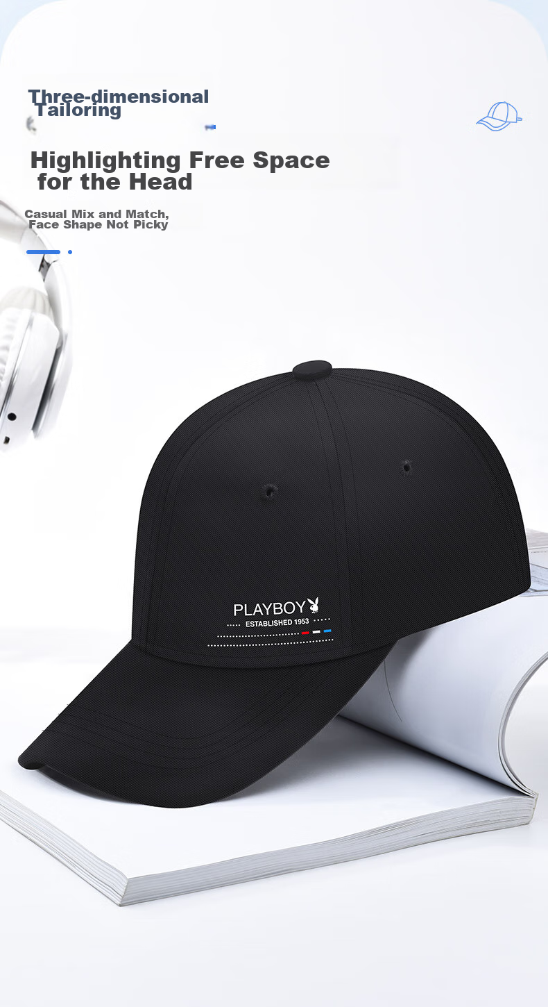 PLAYBOY Baseball Cap for Men, Trendy Casual Versatile Summer And All-Season Middle-Aged Outdoor Sun Protection Travel Visor Hat for Fishing 7