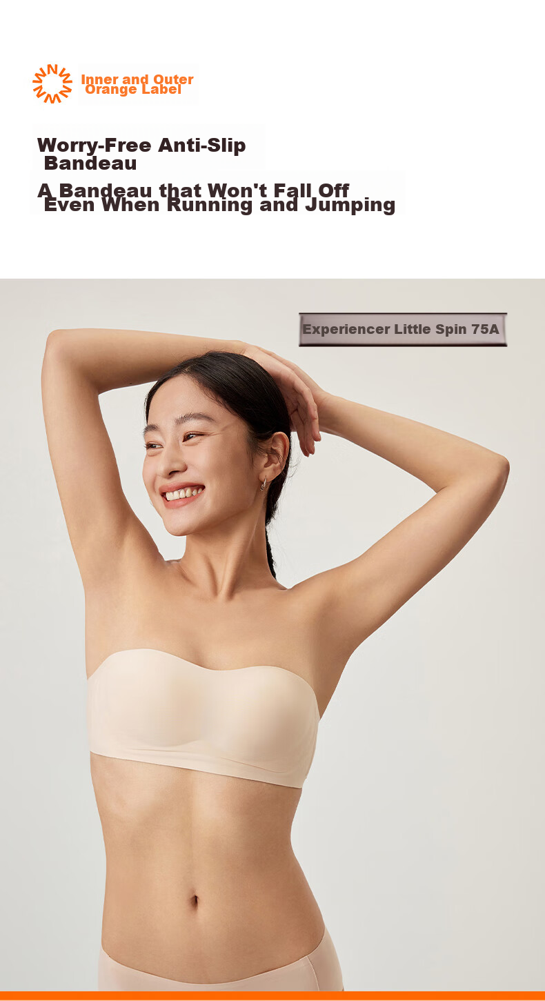 NEIWAI Orange Label Zero-Worry Strapless Anti-Slip Wireless Fixed Cup Bra, Women's Breathable Strap Detachable Underwear 2