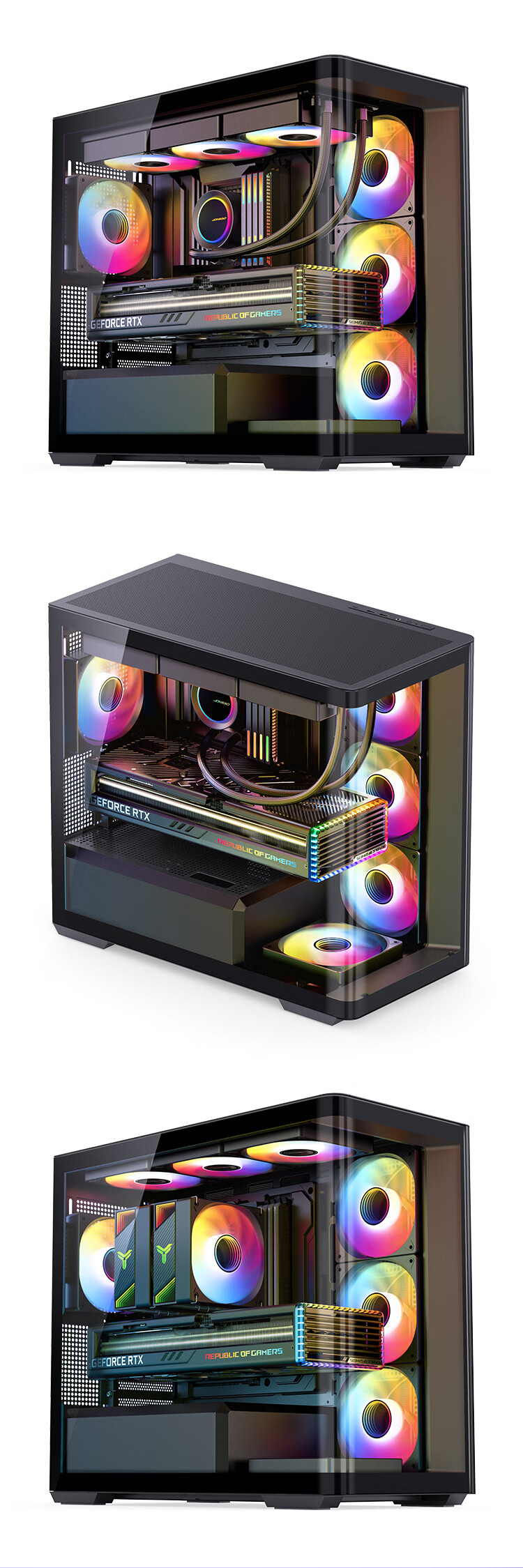 JONSBO D400 Black ATX Panoramic Case (Without Pillar Curved Glass, Dual 360mm Radiator Support, ATX PSU, 10 Fan Positions, Type-C Gen2 10Gbps+) 19