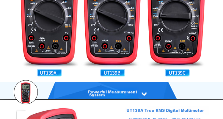 UNI-T UT136C+, Auto-Ranging Digital Multimeter, Universal Meter, Electrician's Meter for Home Use, High Precision, Backlit with Temperature Measurement Functio 2